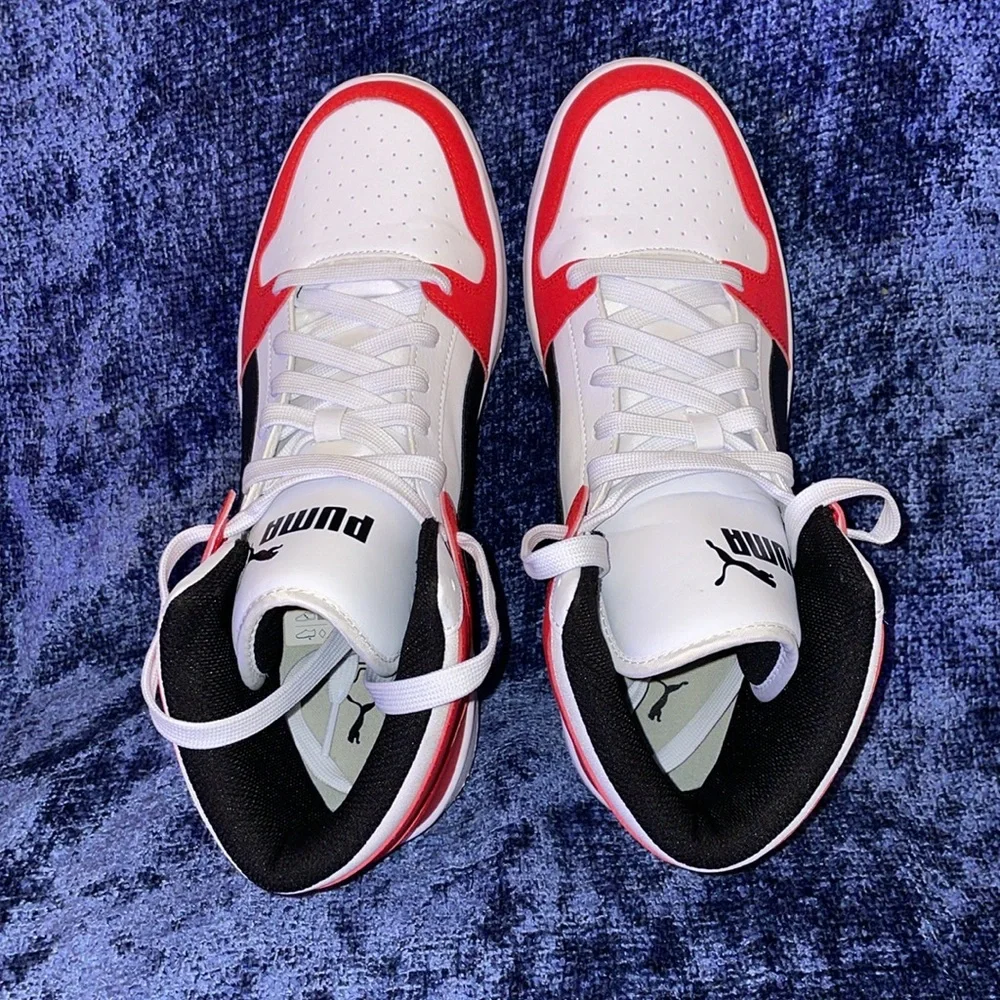NWOT Puma Red & White High-Top Sneakers.  Size 11.5 - Picture 4 of 8